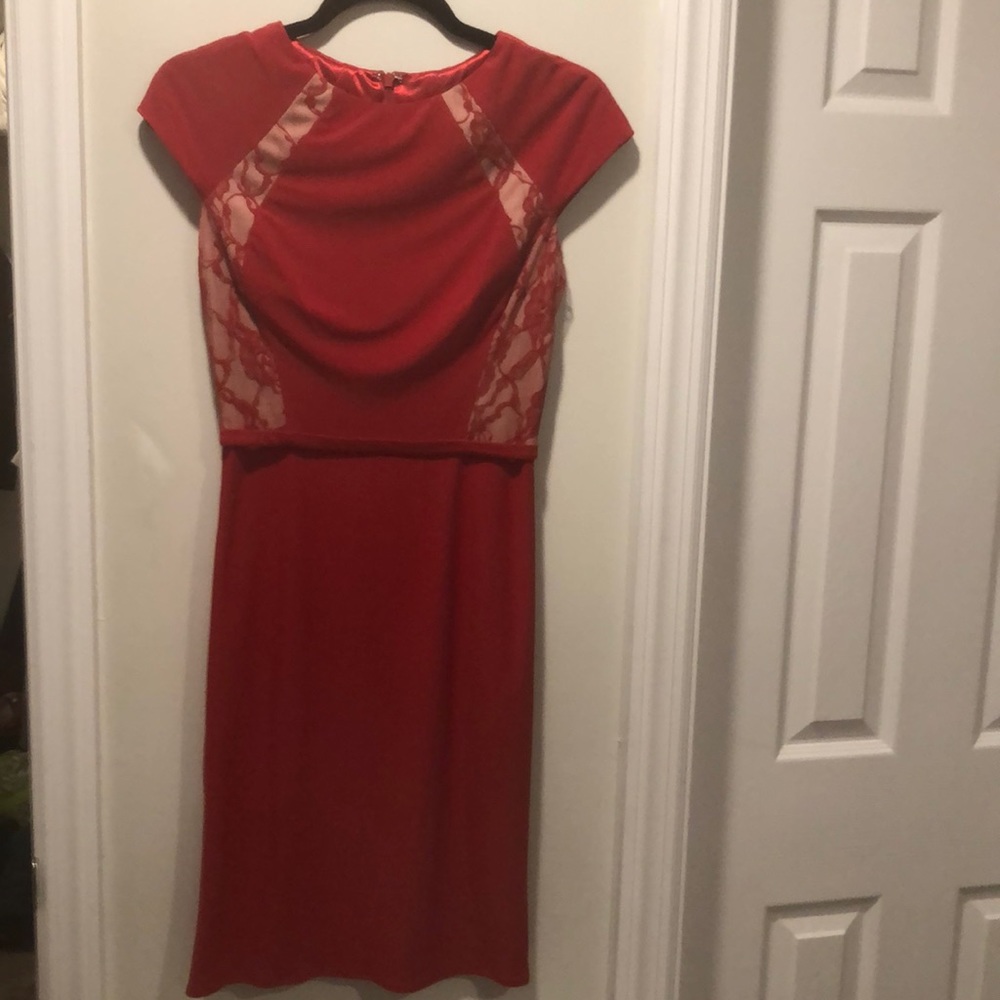 US Boutique form fitting red midi dress